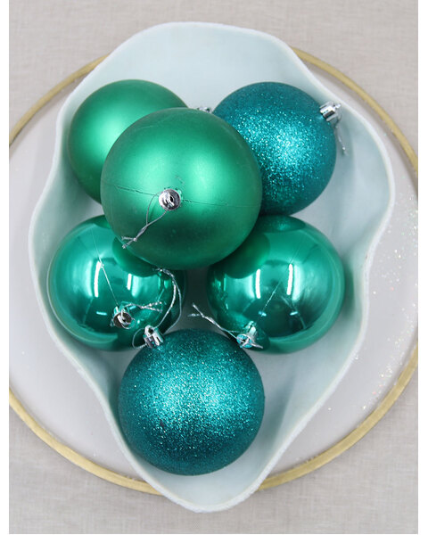 Peacock Christmas Baubles Pearl Matt Glitter 100mm