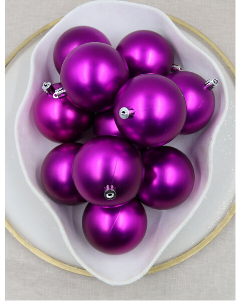 Purple Christmas Baubles 80mm Matt 24 Pack