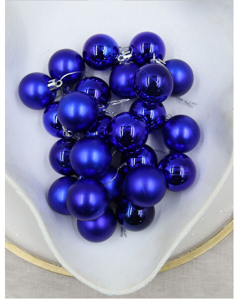 ROYAL BLUE 40mm Christmas Baubles Gloss Matte 24 pack