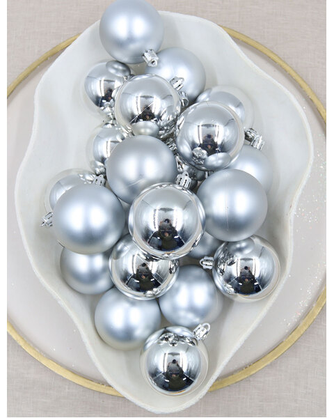 Silver Christmas Baubles 60mm Gloss Matte Packs