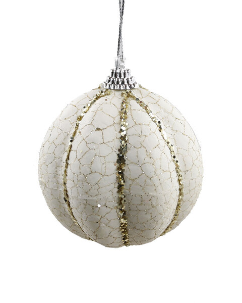 Crackle White 80mm Individual Decorative Bauble