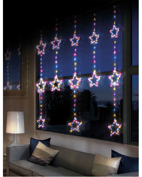 325 MULTICOLOUR LED Curtain Star Lights 130 x 120cm