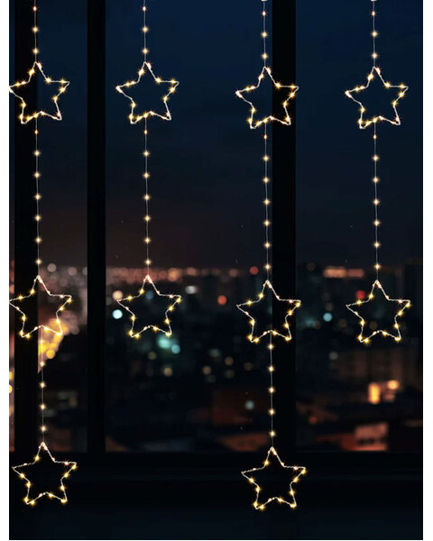 325 WARM WHITE LED Curtain Star Lights 130 x 120cm