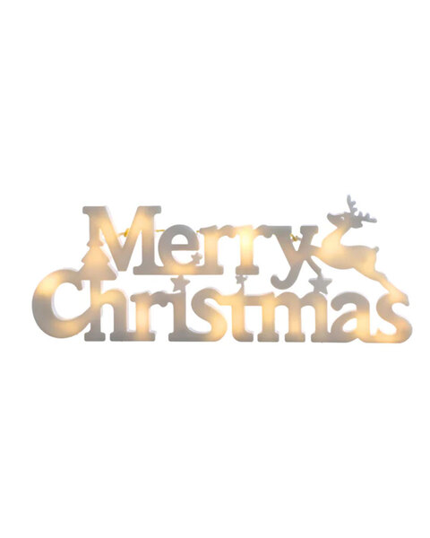 WARM WHITE Merry Christmas Battery Operated Sign