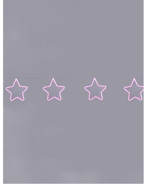 PINK Neon Christmas Motif Set of 5 Stars 