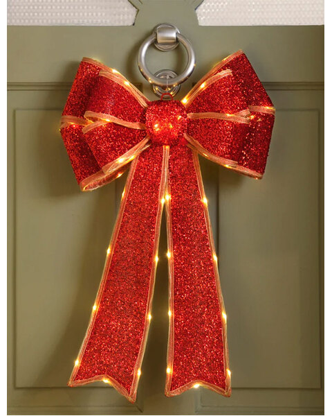 RED LED Battery Operated LED Lit Bow