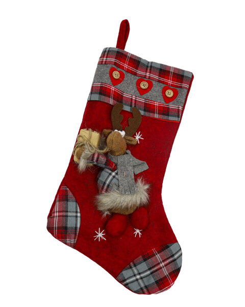 Country cousins moose stocking with hearts