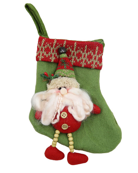 Santa Christmas Santa Mini Stocking 18cm - Green