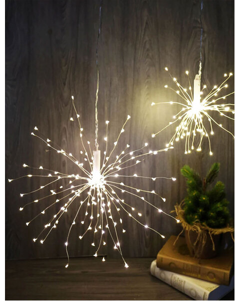 WARM WHITE Dual Power Firework Hanging Light 200 LED