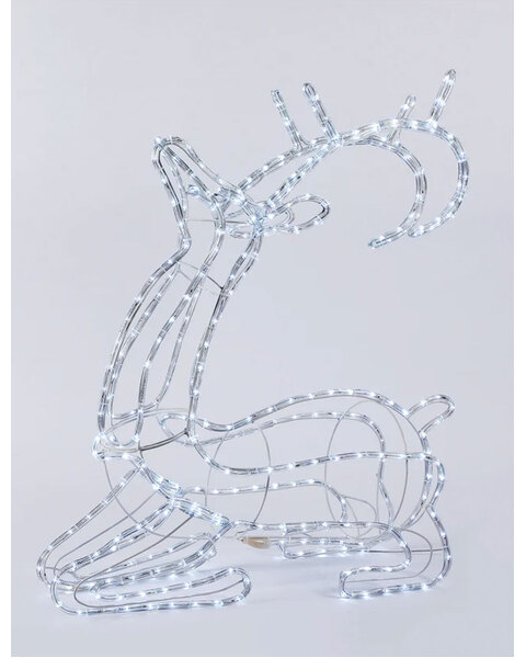 White Christmas Motif LED 3D Sitting Reindeer