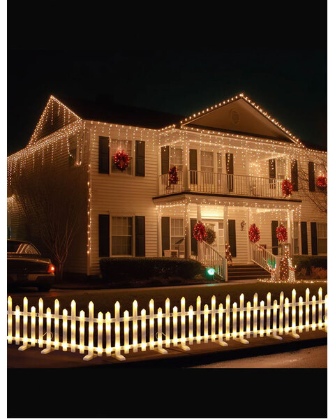 Warm White Christmas Motif LED Pre-Lit Fence