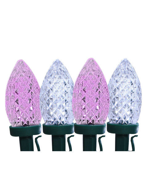 50 PINK & WHITE Led Pinecone Christmas Fairy Light 14.8m