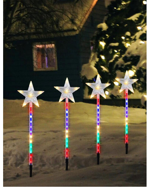 4 LED Shooting Star Pathway Stake Light Multicolour
