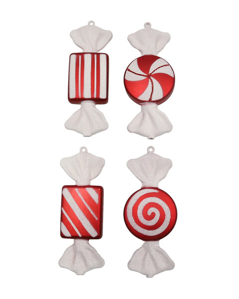 Christmas Tree Ornaments 4 Pack Lolly Red and White 16cm