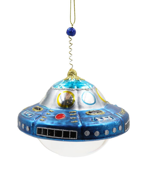 Glass UFO Hanging Decoration 12cm Wide