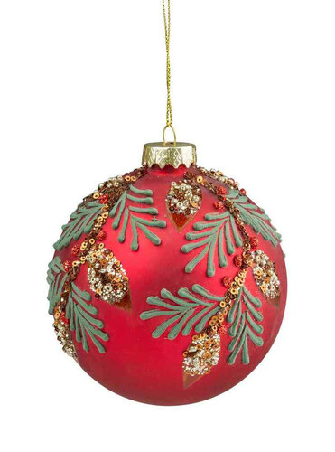 10cm Decorative Red Glass Bauble