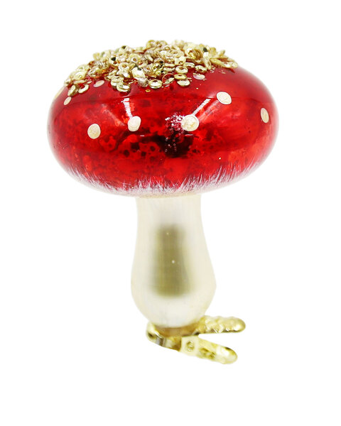 Glass Clip on Mushroom Ornament 10cm