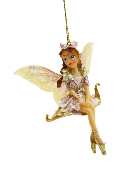 Fairy on Leaf Hanging Decoration 9cm