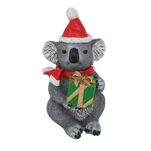13cm Aussie Figurine Christmas Koala with Present