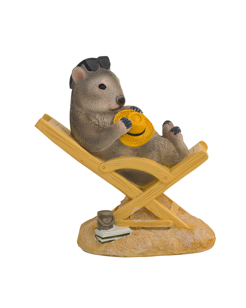 Aussie Figurine Wombat on Deck Chair 14cm