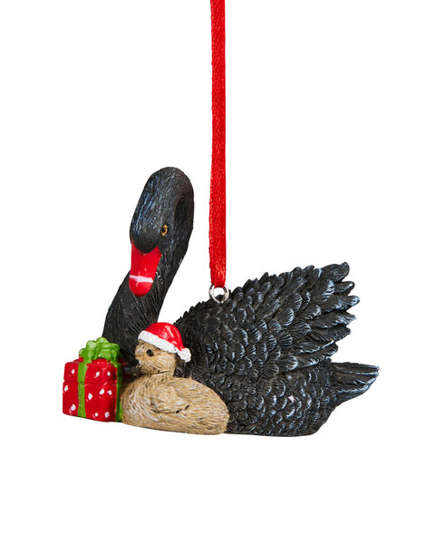 Australian Christmas Tree Decoration 8cm Black Swan & Baby