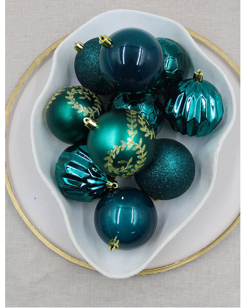 Teal Decorative Christmas Baubles 80mm 20 Pack