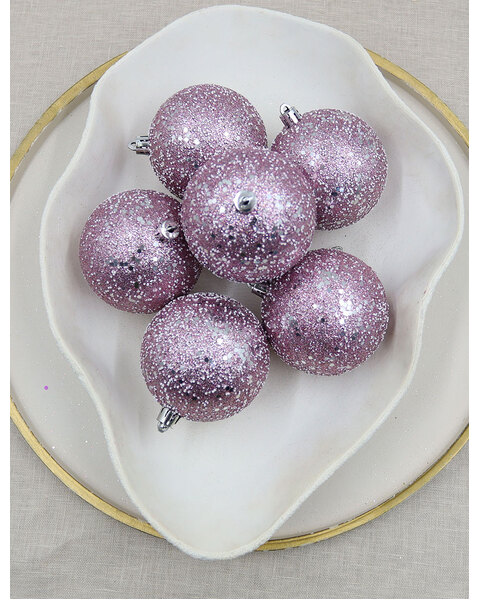 Baby Pink Sparkle baubles 6pk