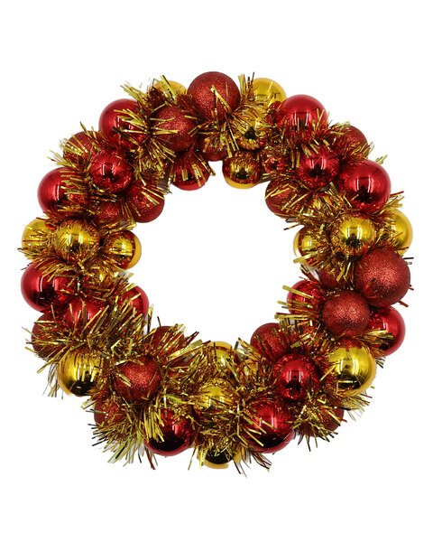 33cm Red and Gold Bauble Wreath