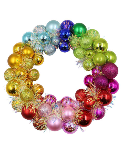 33cm Multicoloured Bauble Wreath