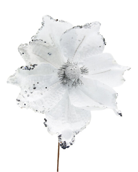 White Flower Christmas Pick