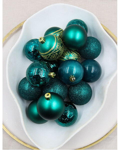 DARK TEAL Decorative Christmas Baubles 80mm 34 Pack