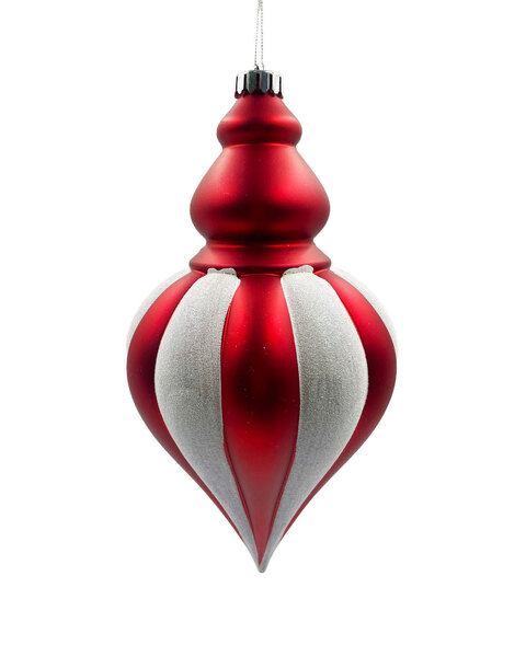 Red with White Finial Hanging Ornament 250mm