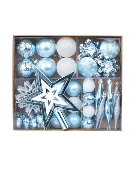 Light Blue Christmas Tree 45pc Bauble Pack