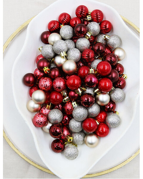 30mm Red & Champagne Bauble Pack 99pc