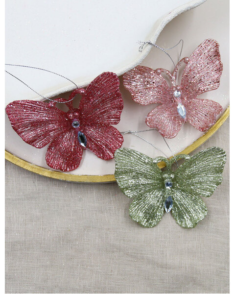 Acrylic Butterflies with Glitter 11cm set of 12