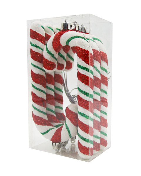 Red, White and Green Candy Canes 15cm 6 Pack