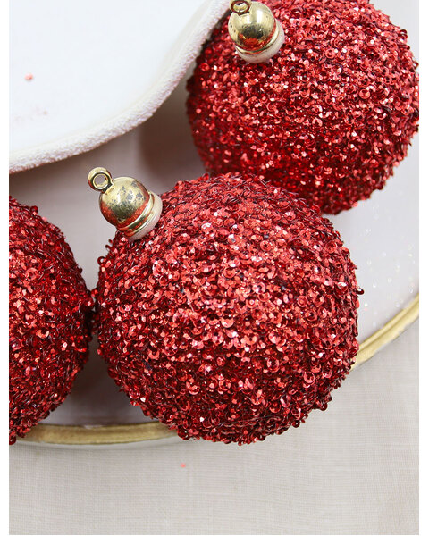 Wine Red 3pc Decorative baubles 80mm