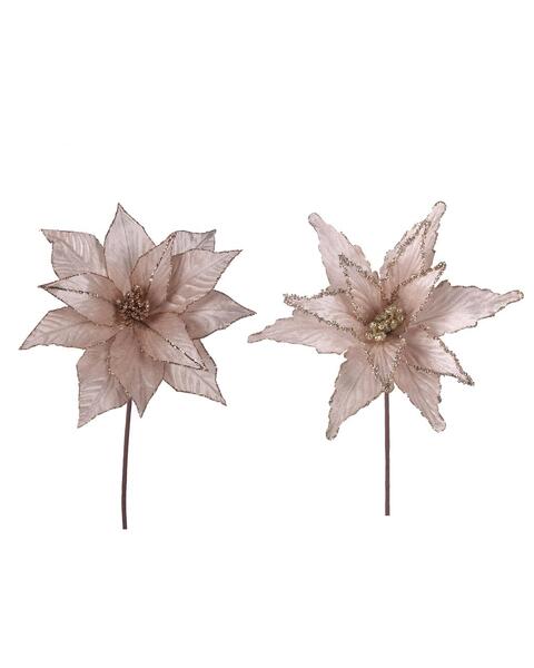 Taupe Poinsettia Flower Pick 2 Pack 30cm