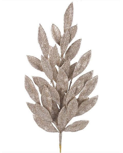 Champagne Glitter Laurel Leaf Christmas Tree Pick 60cm