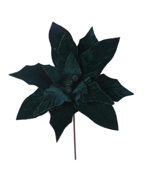 Emerald Velour Poinsettia Flower Pick 50cm