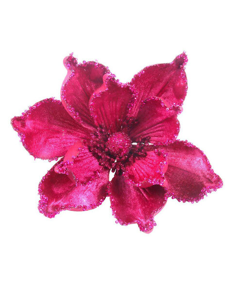 Magenta Magnolia Flower Christmas Tree Clip 23cm