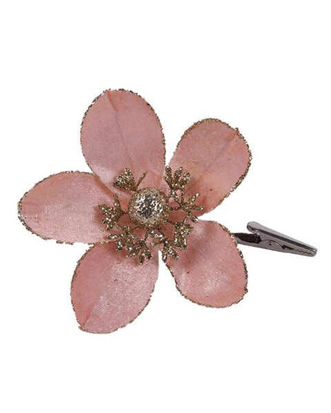 Rose Gold Magnolia Flower Christmas Tree Clip 12cm