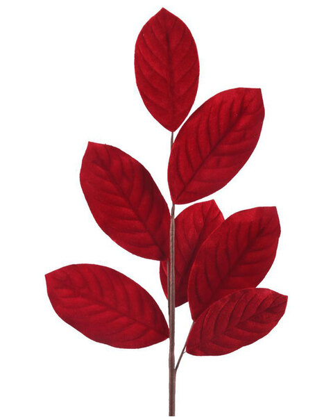 Red Velour Leaf Christmas Tree Pick 75CM