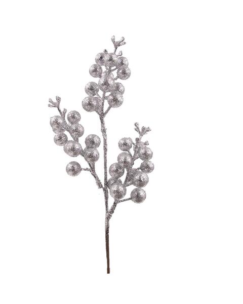 SILVER BERRY GLITTER Pick 20cm