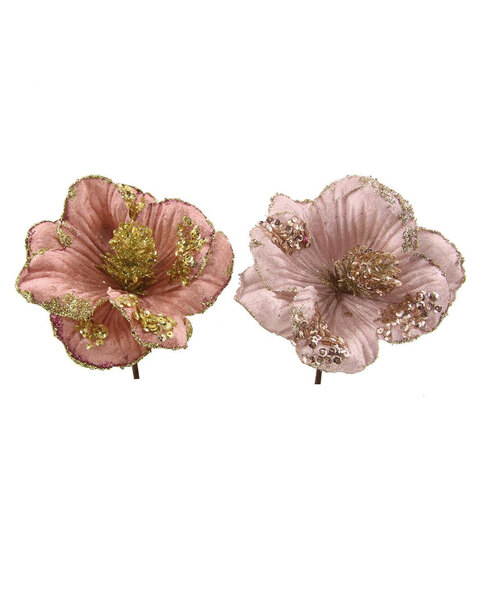 Pale and Dusty Pink Magnolia Flower Picks 2 Pack