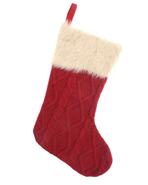 Red Knitted Christmas Stocking 48cm