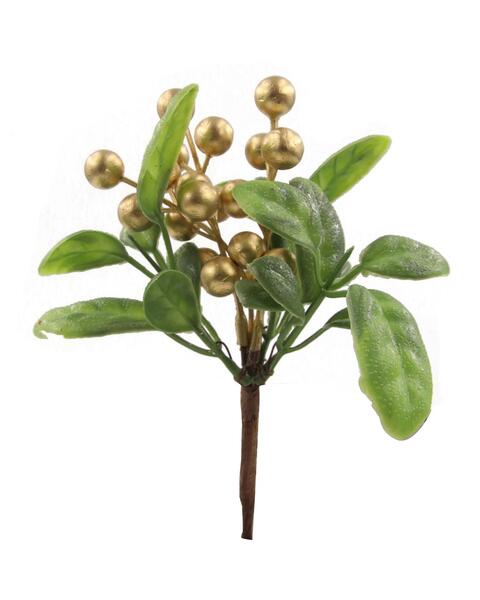 Gold Mistletoe Pick 18cm