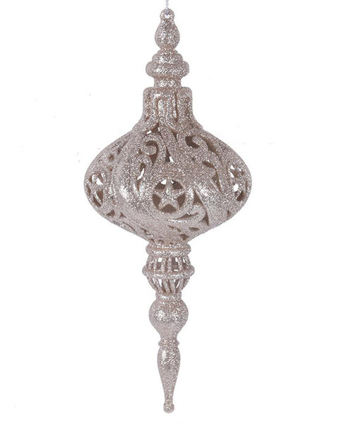 Platinum Glitter Finial Christmas Bauble 200mm