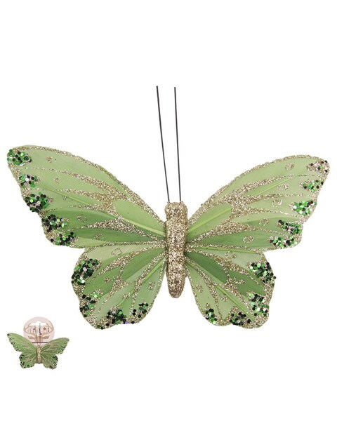 MINT Butterfly Clip with Chanpagne Glitter 12cm