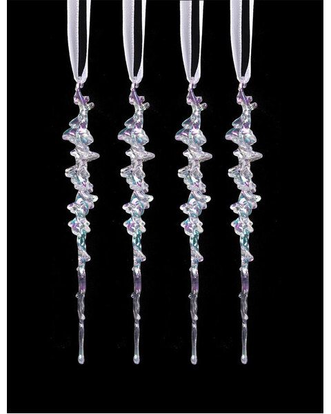 Iridescent Glitter Icicles pack of 4 15cm